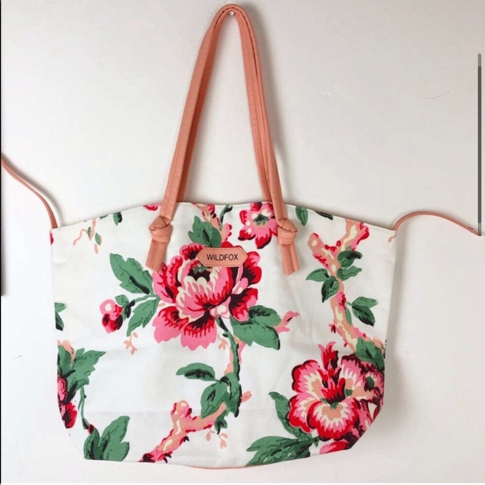 Wildfox Floral Tote Bag - Pink and Green